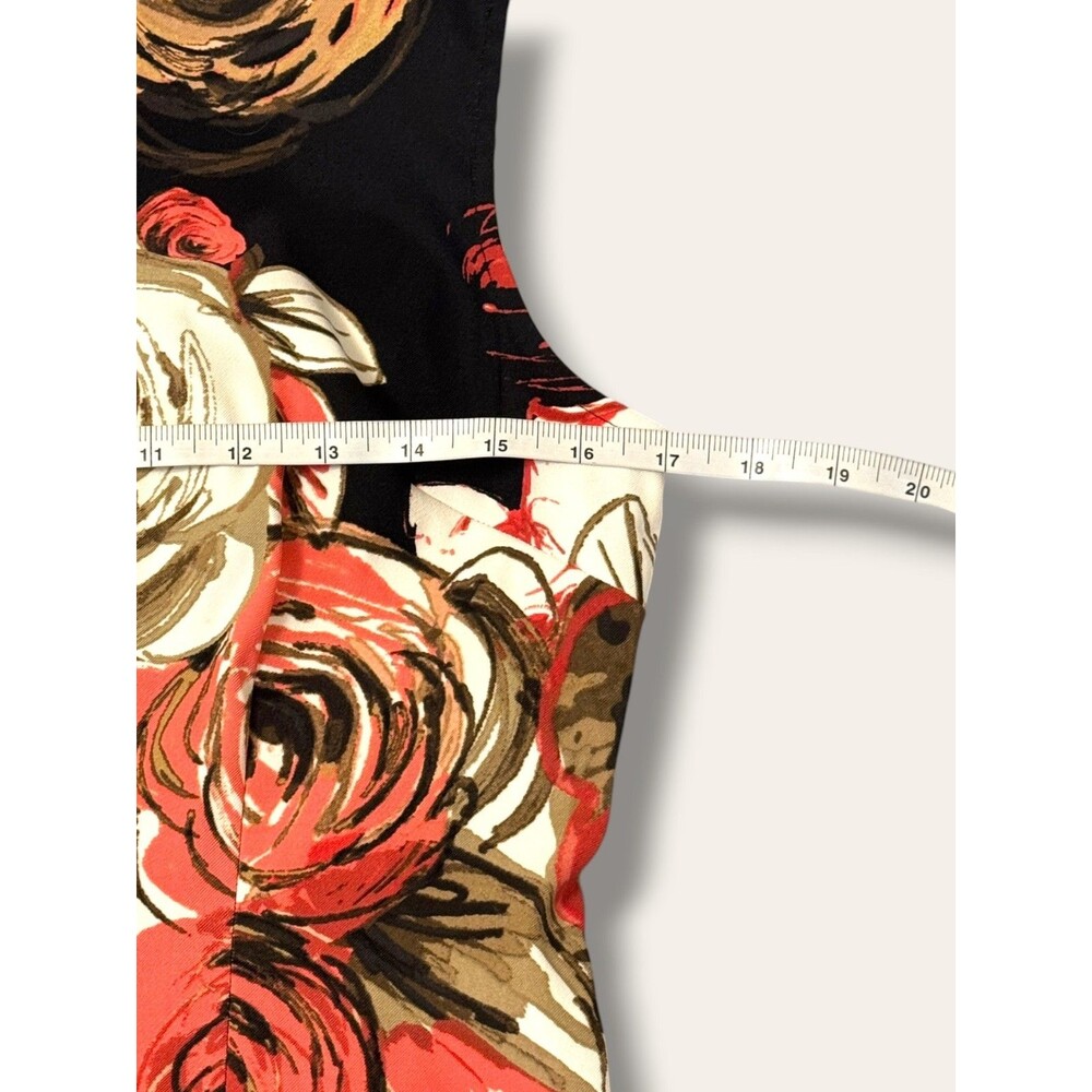 Connected Dress Womens 6 Sleeveless Floral Sheath Knee Length Black Coral Tan - Picture 5 of 7